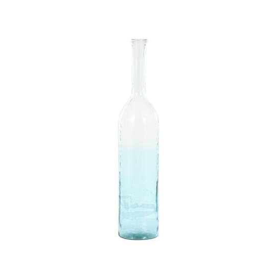 Teal Recycled Glass Handmade Tall Ombre Floor Vase